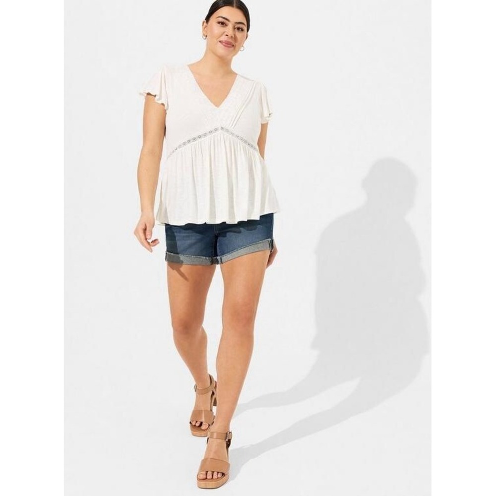 NWT Torrid Knit V-Neck Lace Inset‎ Babydoll Top 4X - Picture 3 of 12
